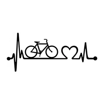 18cm*8cm velosiped Heartbeat Lifeline velosiped moda KK vinil stikerlar qora/kumush avtomobil aksessuarlari