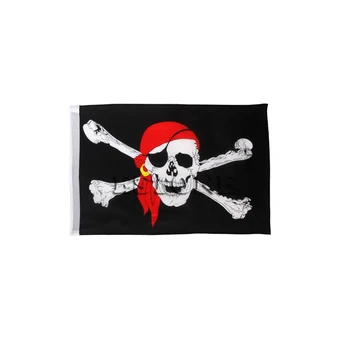 1kompyuter 30 * 45 sm katta Skull Crossbones Pirate bayrog'i Jolly Rojer Grommet hech qutb bilan osilgan