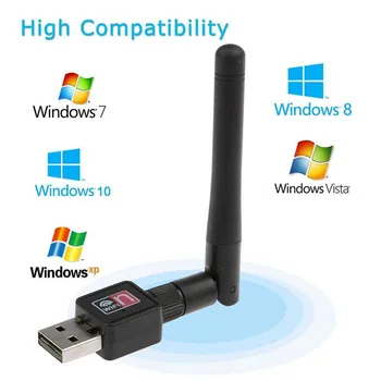 500PCS 150Mbps MINI simsiz USB simsiz Adapter Dongle tarmoq Lan kartasi 802.11 N/g / B Antenna 2dB antenna MT7601 RT5370