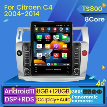 8 + 128G Android 11 avtomobil Avto Radio Multimedia Video Player Citroen C4 C-Triomphe Quatre uchun 2004-2014 Tesla ekran GPS Stereo IPS