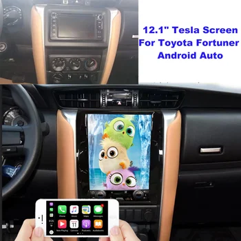 8GB + 128GB Tesla uslubi 12.1 dyuymli Multimedia pleer avtomobil GPS TOYOTA Fortuner 2016-2020 uchun 2din Stereo Radio simsiz CarPlay