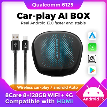Android 13 Carplay Ai Box Snapdragon6125 8+128G simsiz Carplay Android avtomatik qo'llab-quvvatlash IPTV Netflix Youtube 4G LTE ulang va O'ynang