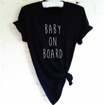 Art Shirts Baby on Board T-Shirt homiladorlik e'lon ko'ylak ona bo'lishi Tees Baby ayollar moda Grunge Tumblr Ustlari oshkor