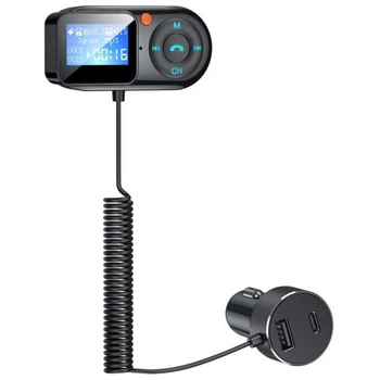 Avtomobil FM uzatuvchi Bluetooth 5.0 naushnik Stereo aux Audio MP3 Player USB turi C PD tez zaryadlash FM Modulator, BT-T1