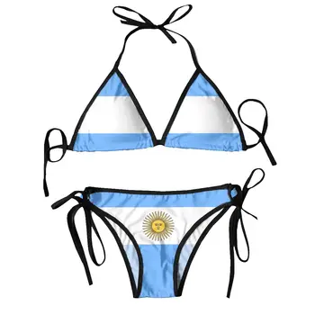 Ayollar Argentina bayrog'i mayo, Sexy mayo, Bikini to'plami, cho'milish kostyumi, 2 qismli kostyum