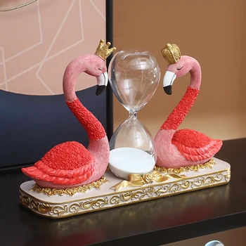 Flamingo qum soati bezatish bezaklari qizlar yotoq xonasi yotoqxona stoli televizor shkafi yangi turmush qurganlar uchun to'y sovg'alari