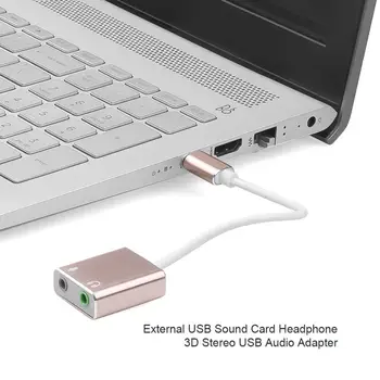 Haydovchisiz tashqi USB ovoz kartasi USB turi C to aux Jack 3.5 mm USB Audio Adapter eshitish vositasi kompyuter uchun tashqi ovoz kartasi 7.1