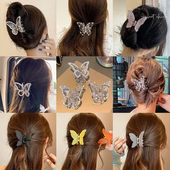 ins akril ayollar Pearl Butterfly HairpinTransparent soch tirnoqlari Fro Fashion Styling Tools ayollar Qizlar soch Clip Grab Barrettes