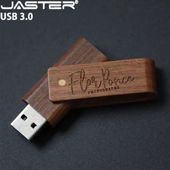 JASTER aylanadigan USB 3.0 flesh haydovchi 128GB yong'oq yog'och qalam haydovchi 64GB to'y sovg'asi USB tayoq 32GB lazer o'yma u Disk 16GB