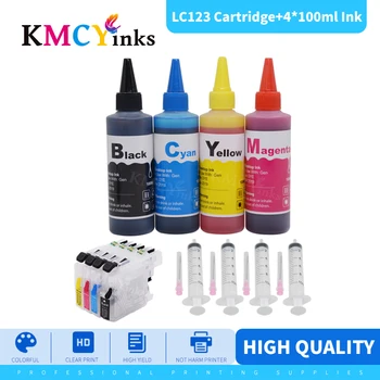 Kmcyinks Lc123 XL to'ldiriladigan siyoh kartriji + 400ml shisha siyoh birodar uchun dcp-J552dv dcp-J752DV MFC-J470DV Inkjet Prienter