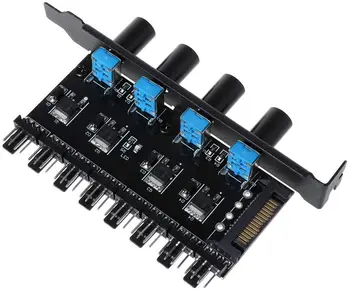 Kompyuter kompyuter 6 kanal 8 yo'l 4 pin PIM 3 pin Fan tezligi Controller PCI qopqoqni, CPU Case Fan radiatorga uchun 12v harorat nazorat qilish