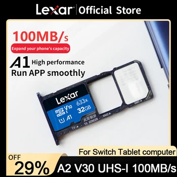 Lexar Micro SD karta Xotira kartasi 32GB Class10 MicroSD U1 A1 V10 mobil telefon uchun yuqori tezlikdagi flesh TF kartalari C10