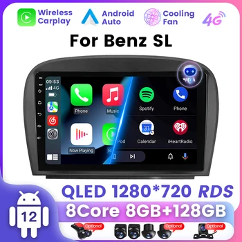 Mercedes Benz sl R12 uchun Android 230 avtomobil Radio Multimedia pleer GPS navigatsiyasi SL350 SL500 SL55 SL600 SL65 2001-2007 Carplay