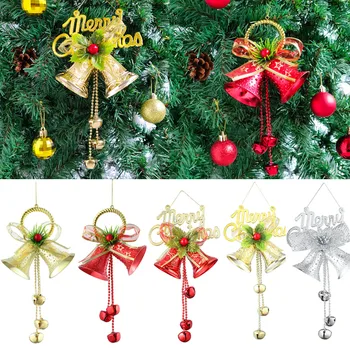 Merry Christmas Bells Pendant Xmas Tree Hangings uy bayrami uchun bezak yangi yil bayrami DIY qo'l san'atlari dekor bolalar o'yinchoqlari sovg'asi