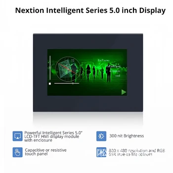 Nextion 5.0 dyuymli LCD-TFT HMI displey sig'imli/rezistiv sensorli Panel moduli RGB 65k rangli aqlli seriyali korpusli