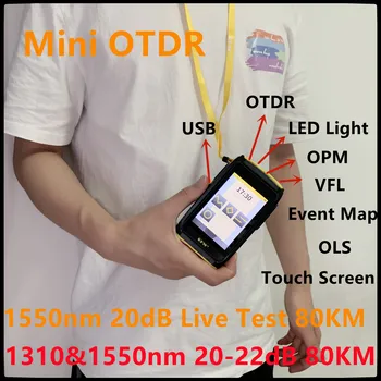 Optik tolali Mini Otdr 1550nm 20db jonli sinov/1310&1550nm 20-22db jonli sinov holda 80km sensorli ekran OPM VFL OLS SC APC / UPC