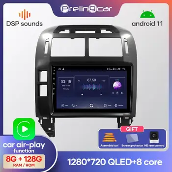 Prelingcar Android 10.0 hech DVD 2 Volksvagen POLO uchun Din avtomobil Radio Multimedia Video Player navigatsiya GPS 2004-2011 Octa-Core