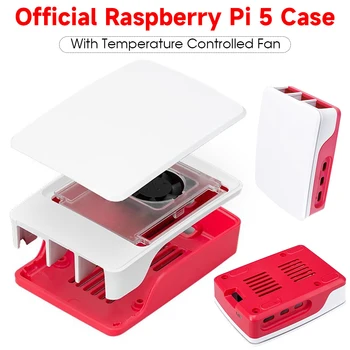 Raspberry Pi uchun 5 Raspberry Pi uchun harorat nazorat Fan qo'llab-quvvatlash Klaster ketma bilan Case rasmiy qizil oq ABS qobiq 5