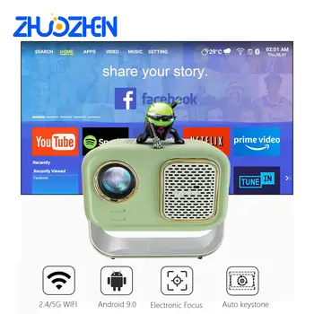 Retro Mini qo'llab-quvvatlash 1080p 4K Android Projetor Zhuozhen LP27 6000 Lumens portativ Beamer Smart TV 5G uy LED LCD proyektorlari