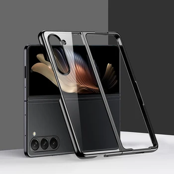 Samsung Galaxy Z Fold 5 uchun elektrolizlangan shaffof qobiq himoya yengli Fold5 tomchiga qarshi telefon qopqog'i
