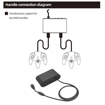 USB simsiz kontroller adapteri N64 kontroller adapteri Turbo N64 adapterini qo'llab-quvvatlaydi 2 portlari kalit/OLED Model kompyuter oynalari uchun kechikish yo'q