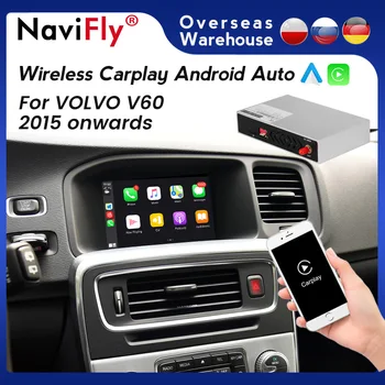 Volvo V60 uchun simsiz CarPlay Adapter ekran Radio avtomobil navigatsiya Multimedia Smart Box 2015 2016 2017 Android Avto Mirror bog'laning