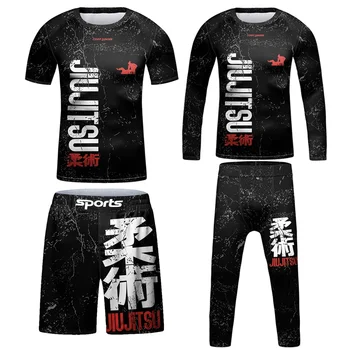 Yangi bola Jiu jitsu MMA Rashguard T-ko'ylak+jinsida + shortilar 3D BJJ Djonatan kikboksing Jerseys qattiq o'g'il bolalar Muay Thai boks Sport