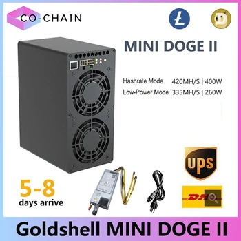 Yangi Goldshell MINI DOGE 2 Miner LTC va Doge tanga qazib olish moslamasi Mini Doge II psu bilan 420mh/S 400 Vt Mini Doge pro Minerdan yaxshiroq