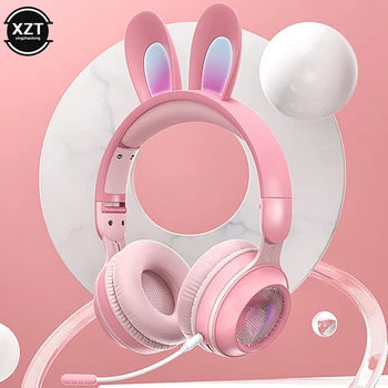 Yangi simsiz minigarnituralar RGB Rabbit Ears Minigarniturasi mikrofonli yoqimli Qizlar musiqasi bolalar uchun geymer garniturasi uchun Bluetooth Minigarnituralari
